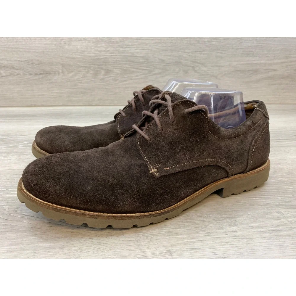 Rockport Walkability Men's Brown Suede Derby Shoes 9.5 M Adiprene Casual Shoes